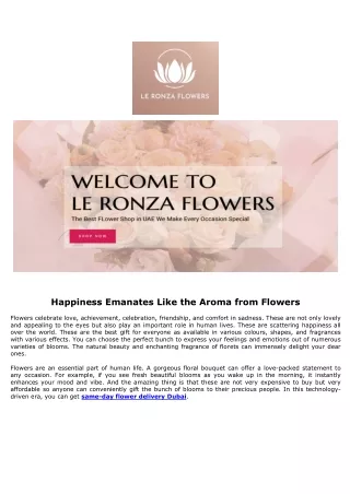 Flower Delivery in Dubai - Le Ronza Flowers
