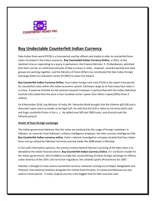 Buy Undectable Counterfeit Indian Currency