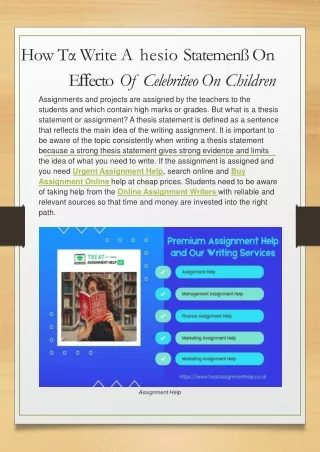 how t write a hesio statemen on e ecto of celebritieo on children