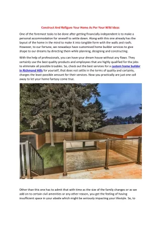 Construct And Refigure Your Home As Per Your Wild Ideas