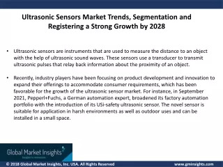 Ultrasonic Sensors Market to Observe Rugged Expansion at a Top CAGR by 2028