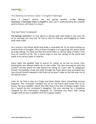 the rattrap summary class 12 english flamingo
