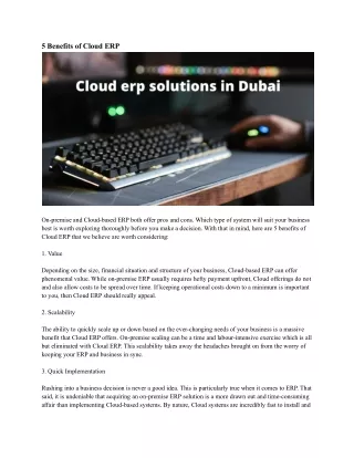 5 benefits of cloud erp