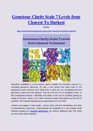 Gemstone Clarity Scale 7 Levels from Clearest To Darkest