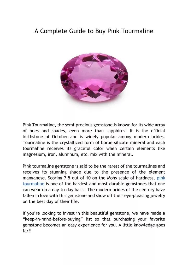 a complete guide to buy pink tourmaline