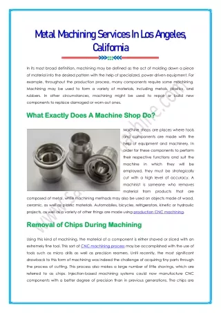 Metal Machining Services In Los Angeles