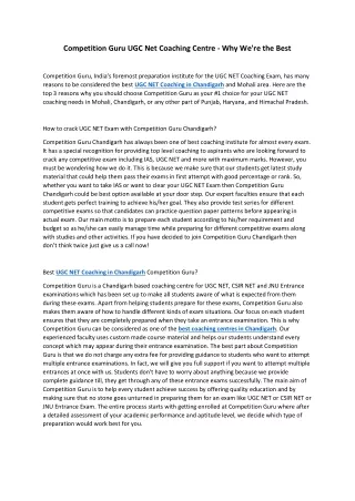 competition guru ugc net coaching centre
