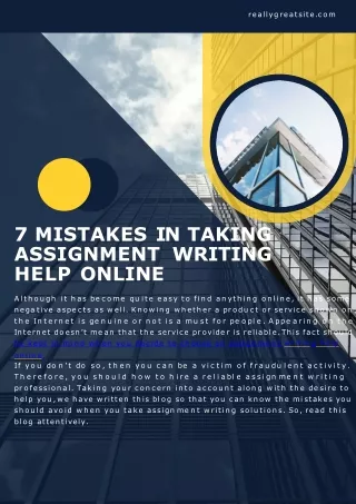 7 Mistakes in taking assignment Writing Help Online