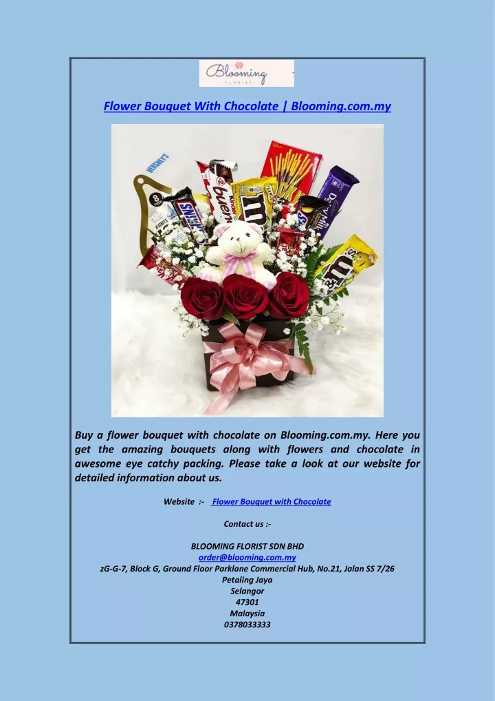 flower bouquet with chocolate blooming com my