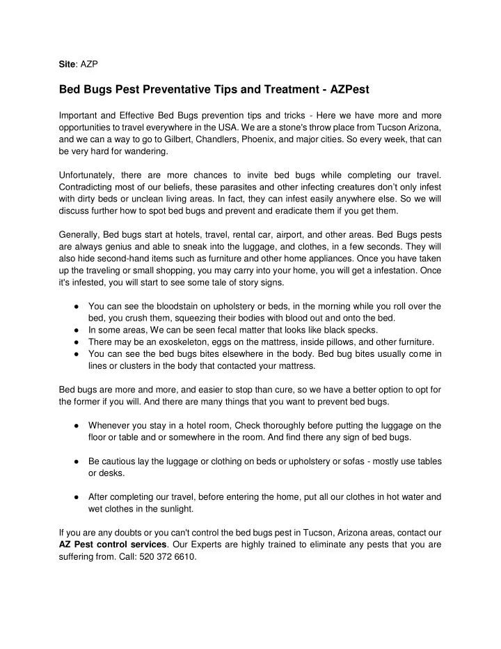 site azp bed bugs pest preventative tips