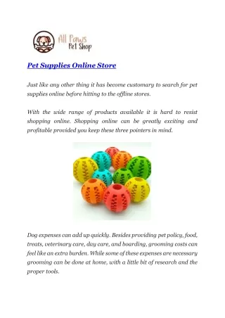 Pet Supplies Online Store