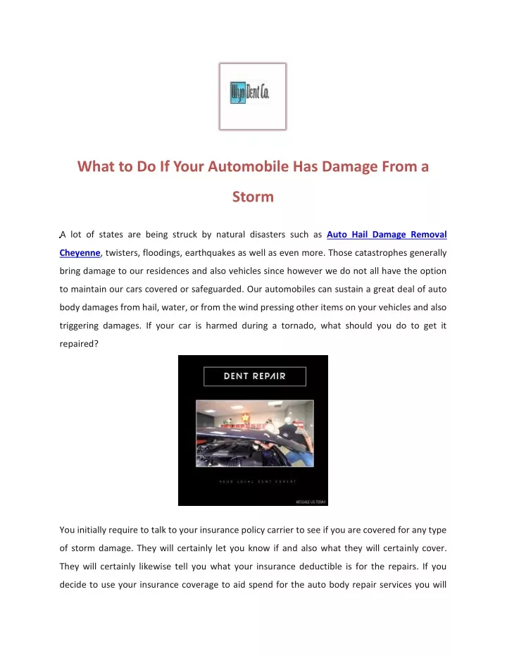 what to do if your automobile has damage from a