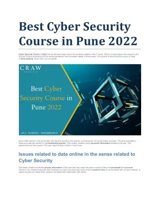 best cyber security course in pune 2022 course