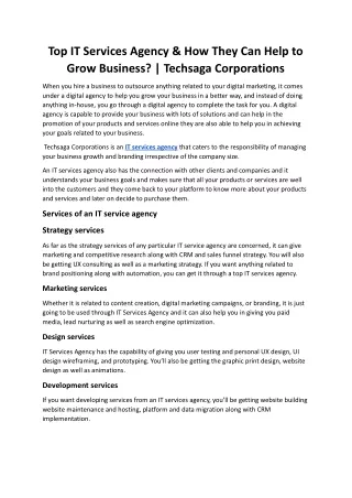 top it services agency how they can help to grow