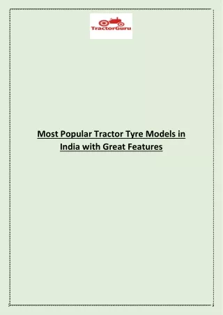 most popular tractor tyre models in india with