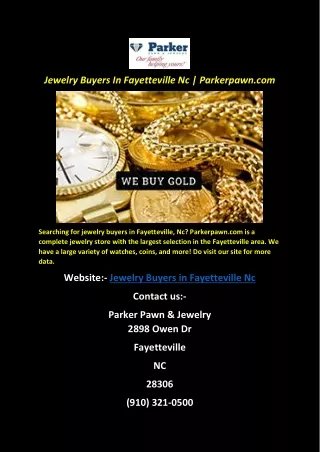 Jewelry Buyers In Fayetteville Nc | Parkerpawn.com