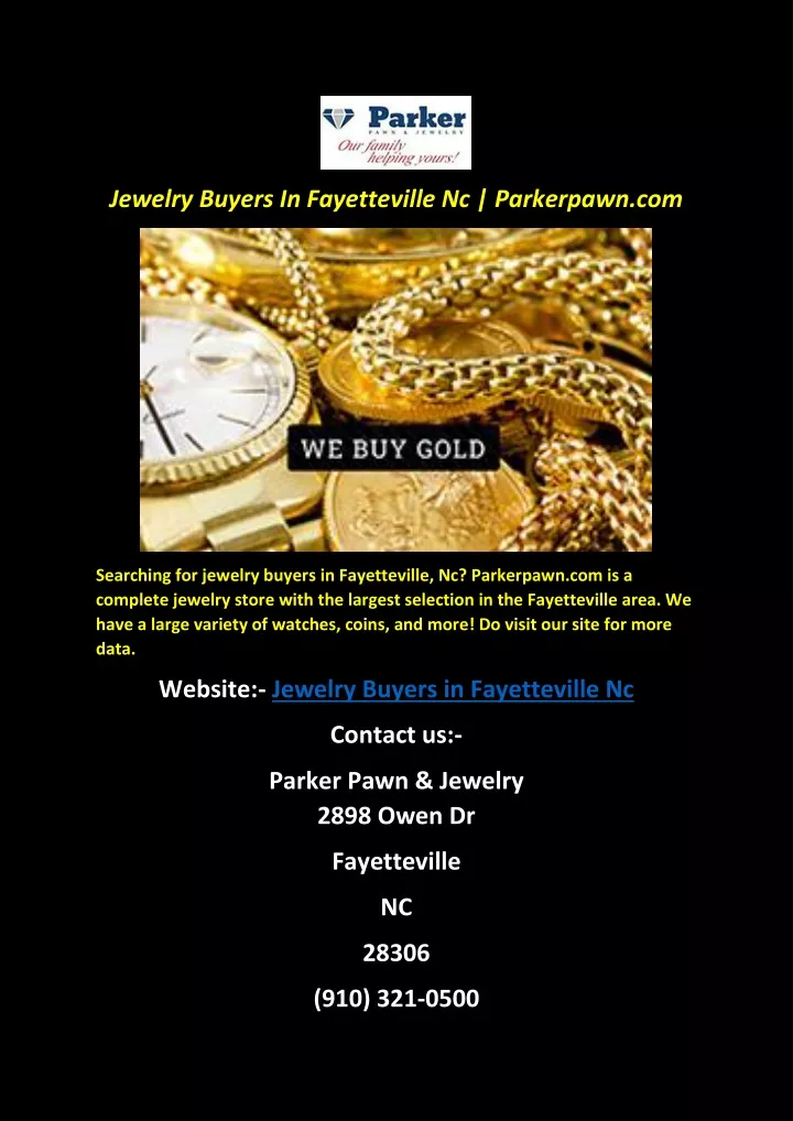 jewelry buyers in fayetteville nc parkerpawn com