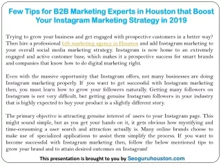 Few Tips for B2B Marketing Experts in Houston that Boost Your Instagram Marketing Strategy in 2022