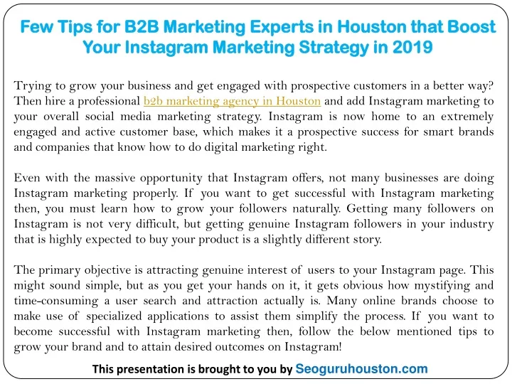 few tips for b2b marketing experts in houston