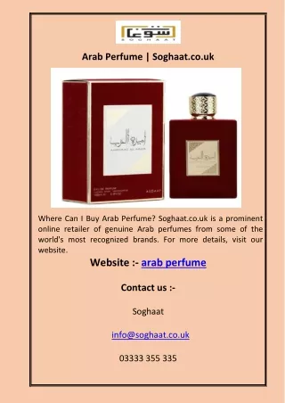 Arab Perfume | Soghaat.co.uk