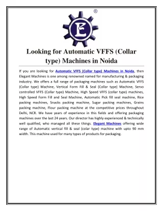 looking for automatic vffs collar type machines