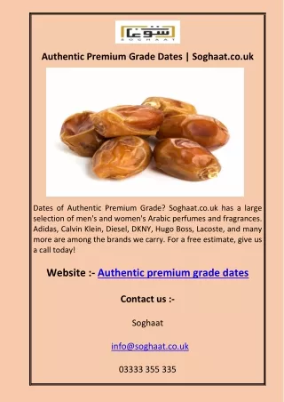 Authentic Premium Grade Dates | Soghaat.co.uk
