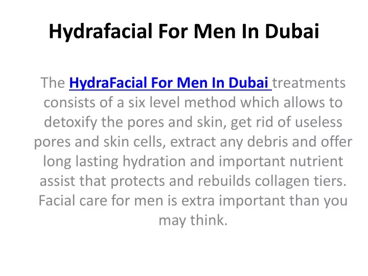 hydrafacial for men in dubai