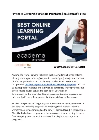 types of corporate training programs ecadema