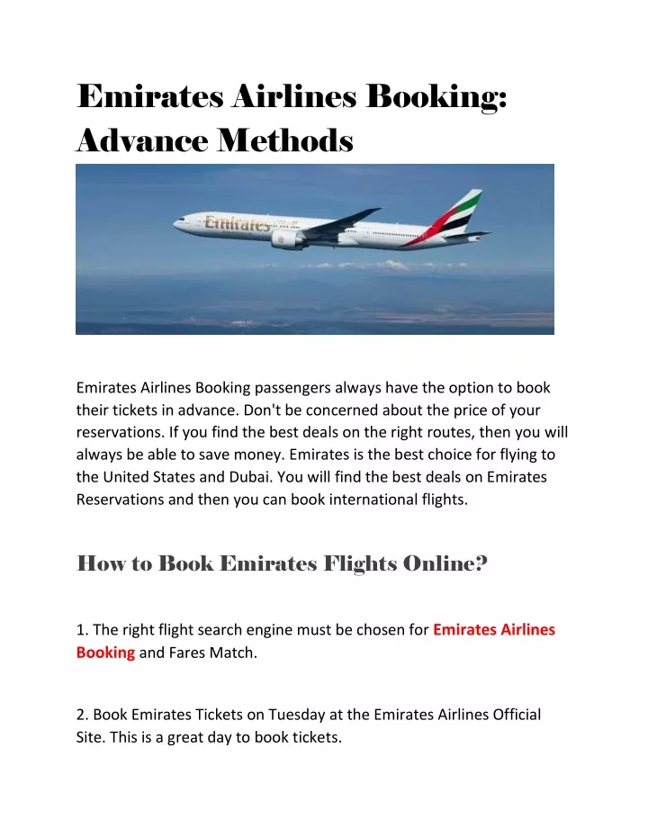 emirates airlines booking advance methods