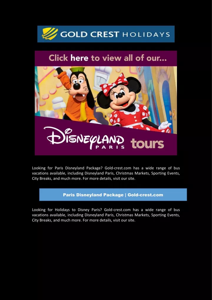 looking for paris disneyland package gold crest