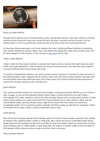 history of ladies watches