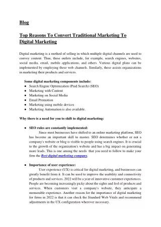 Top Reasons To Convert Traditional Marketing To Digital Marketing. 1