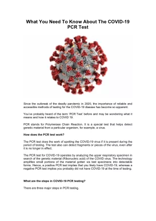 what you need to know about the covid 19 pcr test