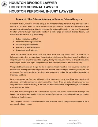 Reasons to Hire Criminal Attorney or Houston Criminal Lawyers
