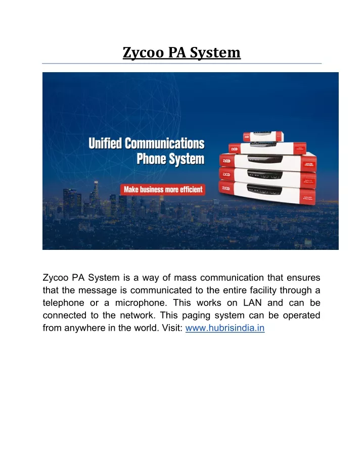 zycoo pa system