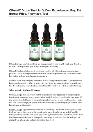 CBmedX Drops Reviews