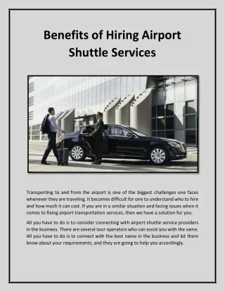 Benefits of Hiring Airport Shuttle Services