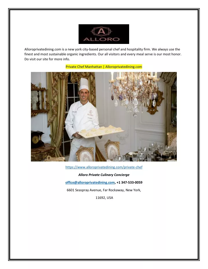 alloroprivatedining com is a new york city based