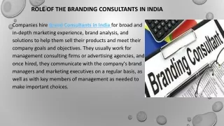 Role of the Branding Consultants in India