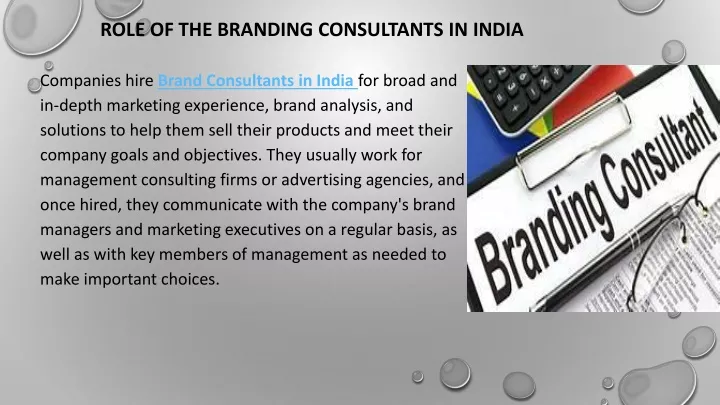 role of the branding consultants in india