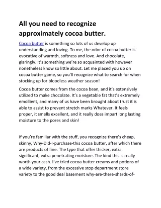 all you need to recognize approximately cocoa