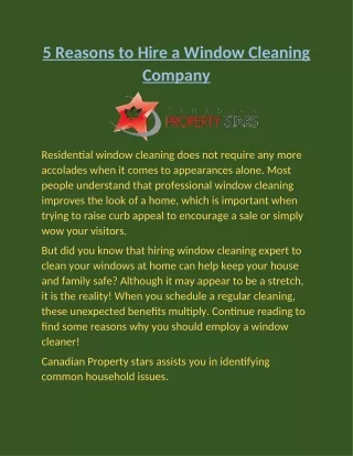 5 reasons to hire a window cleaning company