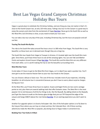 Best Las Vegas Grand Canyon Christmas Holiday Bus Tours