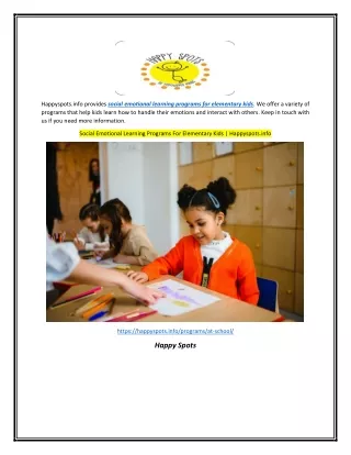 Social Emotional Learning Programs For Elementary Kids | Happyspots.info