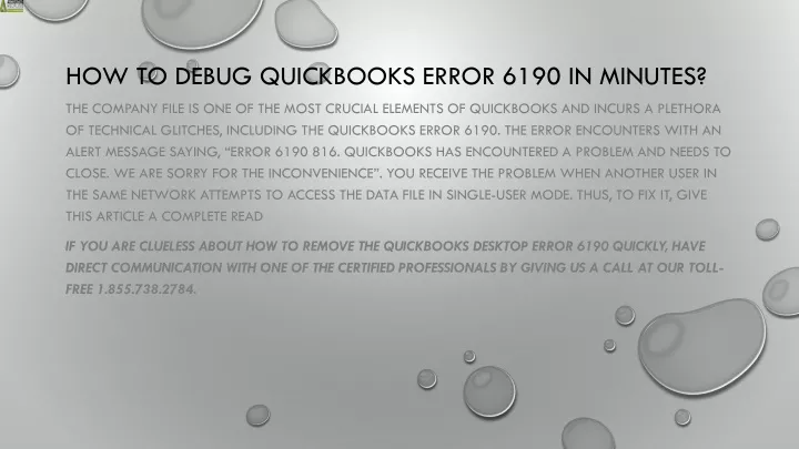 how to debug quickbooks error 6190 in minutes