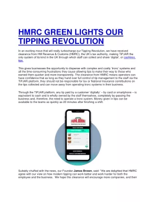 HMRC GREEN LIGHTS OUR TIPPING REVOLUTION-converted