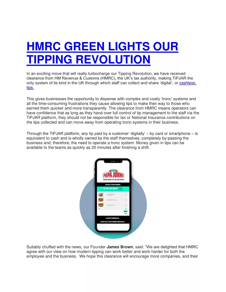 hmrc green lights our tipping revolution