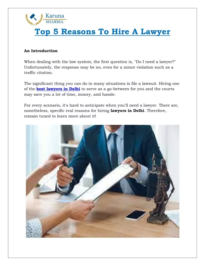 top 5 reasons to hire a lawyer