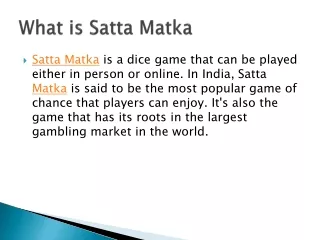 What is Satta Matka