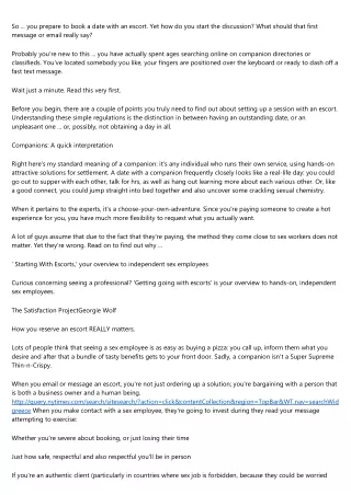so you prepare to book a date with an escort